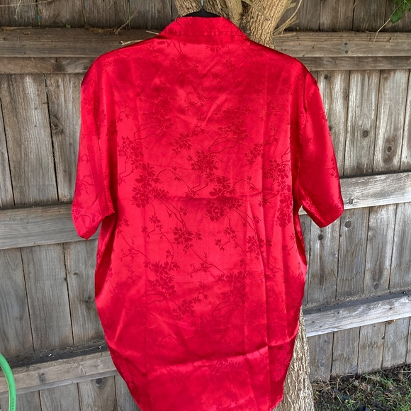 Satin Red Button Up Shirt - Picture 6 of 8